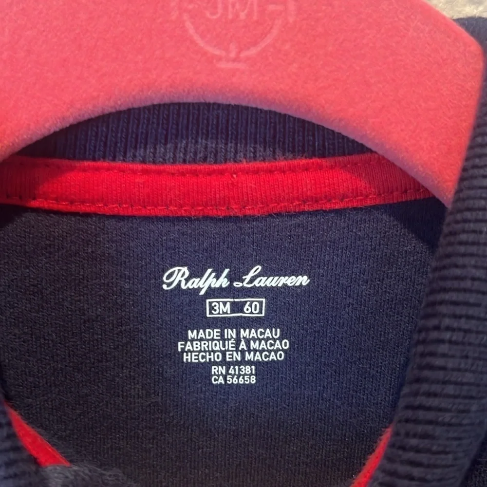 Ralph Lauren Baby Jumper Size 3 Months Navy Blue Multi color horse logo